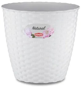 Stefanplast - Кръгла кашпа Natural Line 19 см - бяла