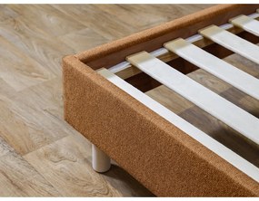 Оранжево тапицирано двойно легло с включена подматрачна рамка 160x200 cm Romane – Bobochic Paris