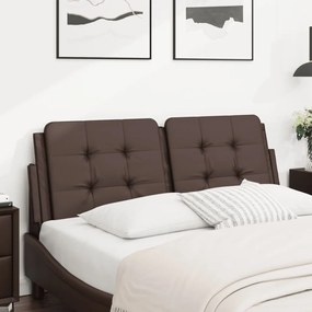 374861 vidaXL Мека табла за легло Zadar, кафява, 140 см, изкуствена кожа