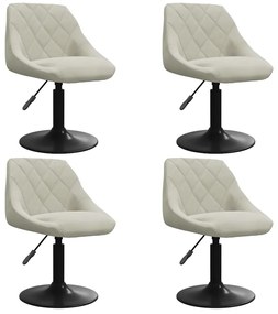 3088790 vidaXL Въртящи се трапезни столове, 4 бр, кремави, кадифе