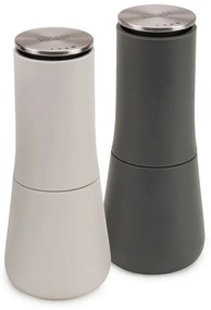 Комплект 2 бр мелнички за сол и пипер Joseph Joseph 95036, Механична  употреба, Керамичен механизъм, Регулиране на степента, Без BPA, Бял/сив