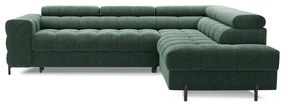 Зелен разтегателен ъглов диван с място за съхранение от букле (десен ъгъл L форма) Ferucce – ELTAP