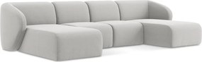 Светлосив кадифен ъглов диван (U форма) Lani – Makamii