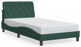 3207908 vidaXL Рамка за легло без матрак, тъмнозелена, 100x200 см, кадифе