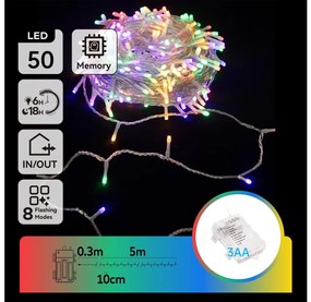 Aigostar - LED външен коледен гирлянд 50 LED, 8 функции, 3xAA, 5,3м, IP44, цвете