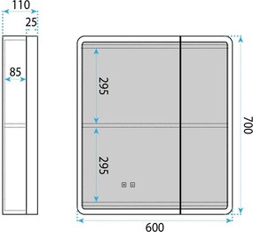 Шкаф с огледало и LED осветление M1011-60 60x70