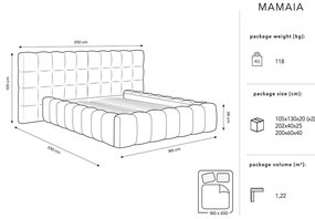 Светлосиво тапицирано двойно легло с място за съхранение с включена подматрачна рамка 160x200 cm Mamaia – Micadoni Home