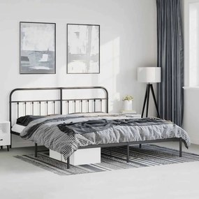 352583 vidaXL Метална рамка за легло с горна табла, черна, 183x213 см