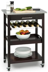 Klarstein Vermont, количка за сервиране, кухненска количка, 5 нива, дърво, неръждаема стомана, мобилна