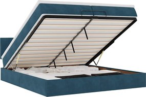 3312576 vidaXL Османска легло с матраци и LED, тъмносиньо, 200x200 см, кадифе