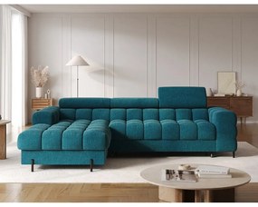 Син сгъваем/с място за съхранение ъглов диван от прежда с примки от букле (ляв ъгъл) Felro – ELTAP