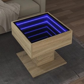 Sonata H Маса за кафе с LED, дъб сонома, 50x50x45 см, инженерно дърво