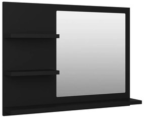 805007 vidaXL Огледало за баня, черно, 60x10,5x45 см, инженерно дърво