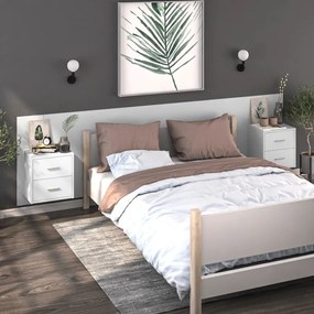 810990 vidaXL Нощни шкафчета за стенен монтаж, 2 бр, бели