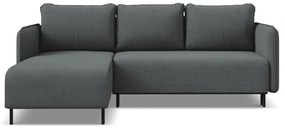 Тъмносив разтегателен ъглов диван с място за съхранение (ляв ъгъл) Luana – Makamii