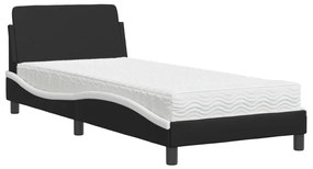 3208302 vidaXL Легло с матрак, бяло и черно, 80x200 см, изкуствена кожа