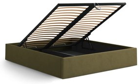 Зелено двойно легло 160x200 cm тапицирано с място за съхранение/без табла с включена подматрачна рамка Susan – Micadoni
