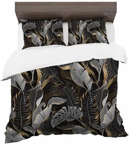 Спално бельо от синтетичен памук с тропически листа – черно 3 časti: 1ks 160x200 + 2ks 70x80