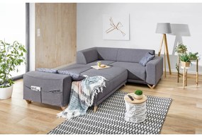 Сив разтегателен/с място за съхранение ъглов диван (десен ъгъл/L форма) Classy Sophie – Miuform