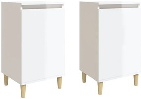 819633 vidaXL Нощни шкафчета, 2 бр, бял гланц, 40x35x70 см, инженерно дърво