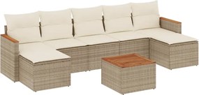 3226240 vidaXL Градински диван с възглавници, 8 части, бежов полиратан
