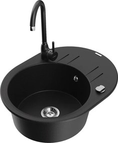 Mexen Kevin гранитна мивка с 1 отделение със сушилник и кухненски смесител