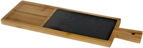 Бамбукова дъска за презентация с каменна плоча и дръжка продълговата (BA-PL-SL-4013)