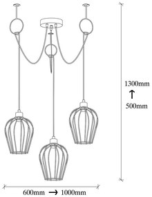 Черна висяща лампа за 3 крушки Tel Chain - Opviq lights