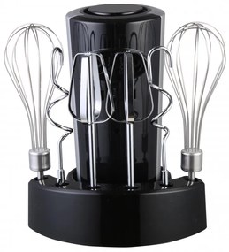 Миксер Rosberg R51110KB, 300 W, 5 скорости + Турбо, Поставка за аксесоари, Черен/сребрист