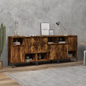 3185748 vidaXL Сайдборд, 3бр, опушен дъб, 60x35x70 см, инженерно дърво