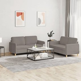 3202093 vidaXL Комплект дивани от 2 части с възглавници, таупе, плат