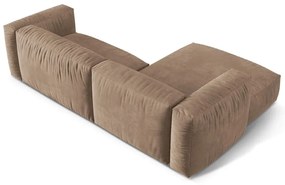 Светлокафяв кадифен модулен ъглов диван (ляв ъгъл) Martina – Micadoni