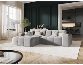 Ъглов диван от светлосиво кадифе (ляв ъгъл) Kendal - Micadoni Home