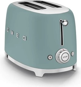 Тостер за хляб SMEG 50's Style TSF01EGMEU, 950W, 2 филии, 6 нива, Тавичка за трохи, Вграден кабел, Неръждаема стомана, Изумрудено зелен