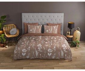 Кафяво единично удължено памучно спално бельо 140x220 cm Rav – Good Morning