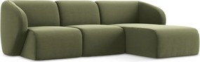 Зелен кадифен ъглов диван (десен ъгъл) Lani – Makamii