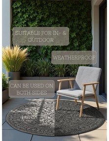 Черно-бял кръгъл килим за открито и закрито ø 160 cm Duet Kona – NORTHRUGS