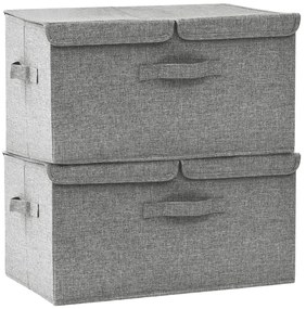 332915 vidaXL Кутии за съхранение, 2 бр, текстил, 50x30x25 см, сиви
