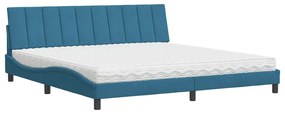 3208620 vidaXL Легло с матрак Hanko, синьо, 200x200 см, кадифе