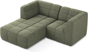 Зелен ъглов диван от прежда с примки от букле (ляв ъгъл) Aloha – Makamii