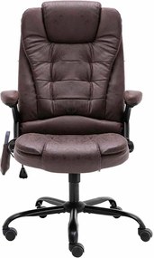 20580 vidaXL Масажен офис стол, тъмнокафяв, изкуствена велурена кожа