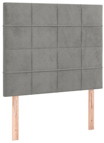 3116374 vidaXL Горни табли за легло, 2 бр, светлосиви, 100x5x78/88 см, кадифе