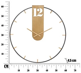 Черен стенен часовник със златни детайли Goldy, ø 60 cm - Mauro Ferretti