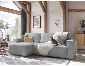 Светлосив велурен разтегателен диван Nihad - Bobochic Paris