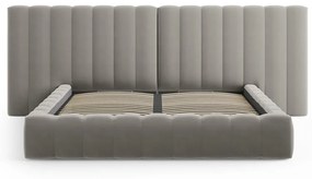 Сиво тапицирано двойно легло с място за съхранение и решетка 180x200 cm Gina - Milo Casa