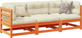 3299265 vidaXL Градински комплект диван от 3 части, восъчнокафяв, бор масив