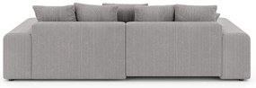 Светлосив разтегателен ъглов диван с място за съхранение от рипсено кадифе (променлив) Luma – Ropez