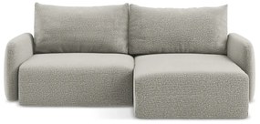 Светлосив разтегателен ъглов диван с място за съхранение (десен ъгъл) Kalena – Makamii