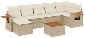 3259440 vidaXL Градински диван с възглавници, 8 части, бежов полиратан