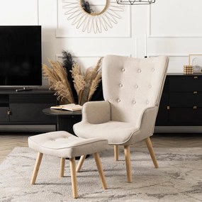 Релаксиращ фотьойл с подложка за крака LOZANO 2 - бежов